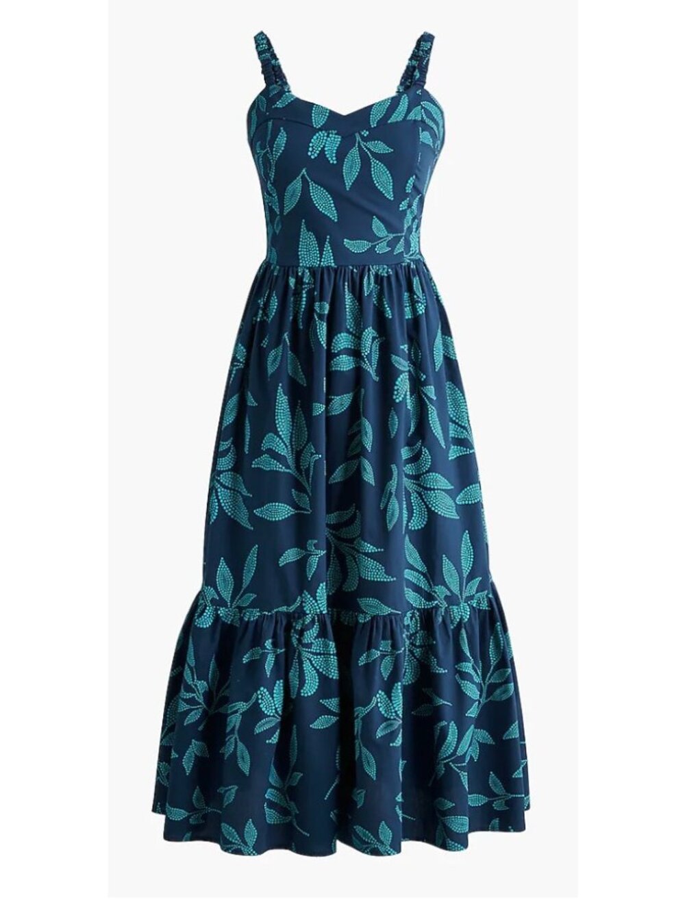 J. Crew Factory Size 10 Poplin Corset Midi Dress Navy Turquoise